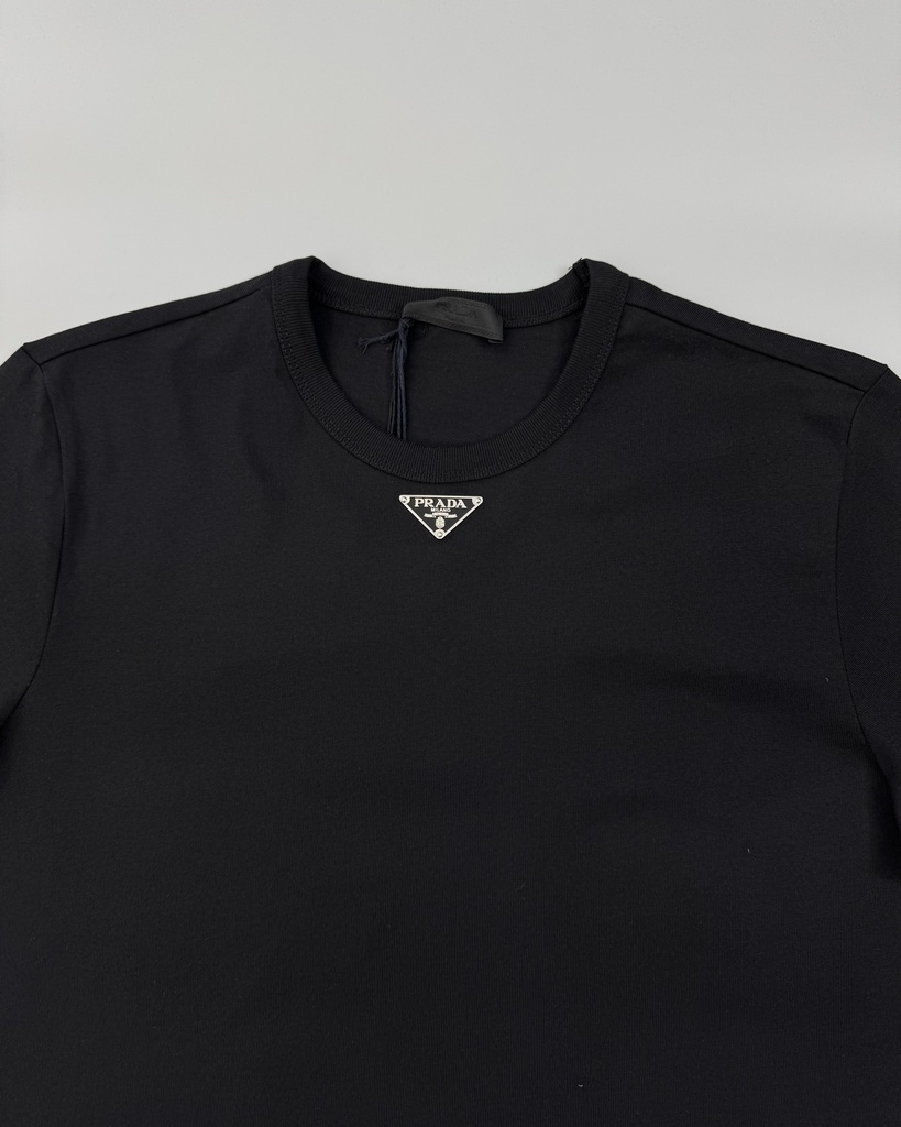Prada Triangle Logo Cotton T-Shirt UJN824