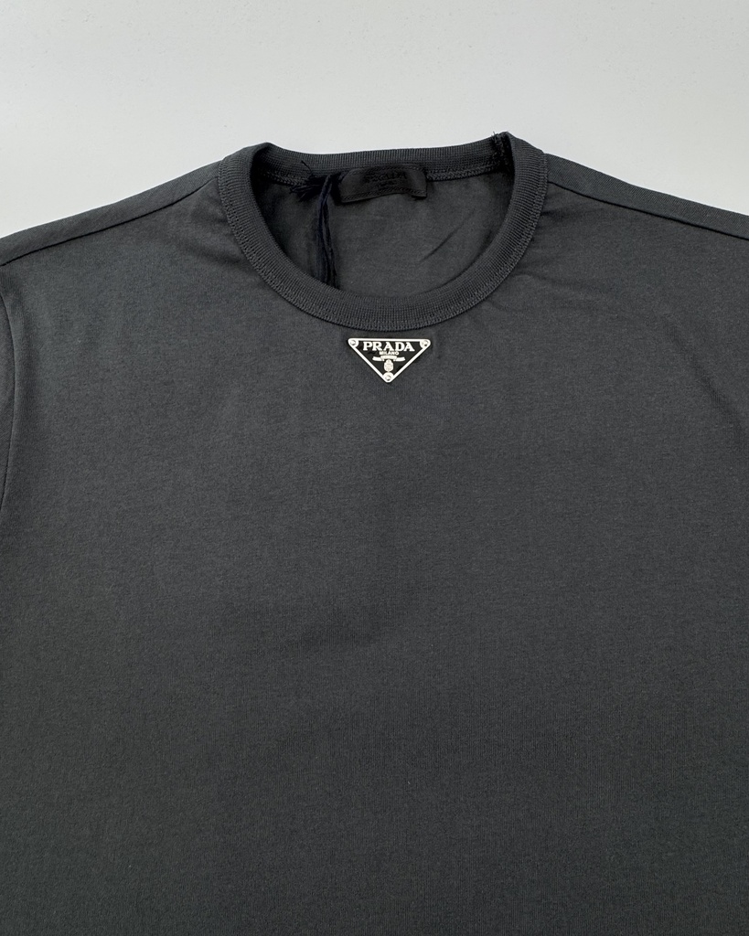 Prada Triangle Logo Cotton T-Shirt UJN824