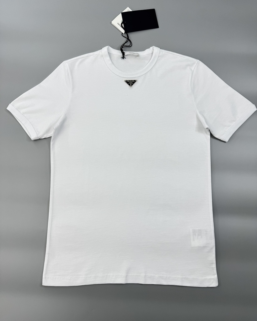 Prada Triangle Logo Cotton T-Shirt UJN824