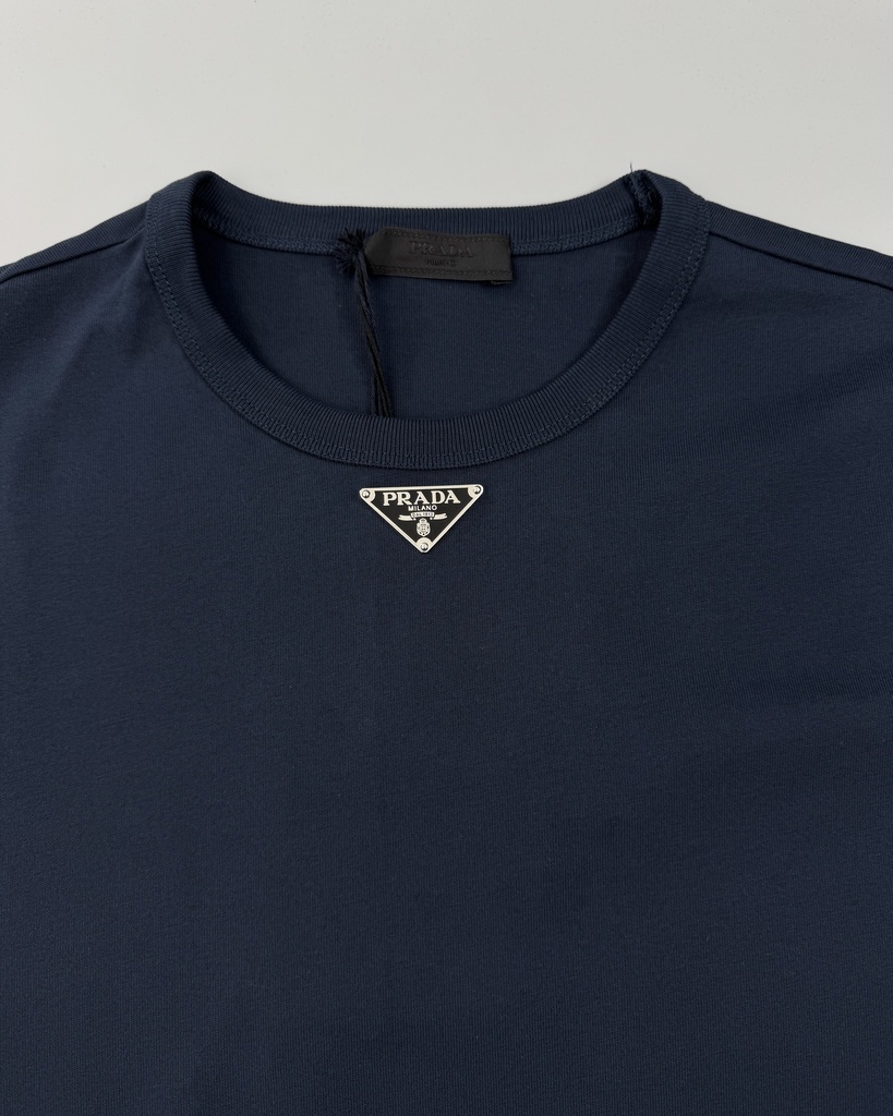 Prada Triangle Logo Cotton T-Shirt UJN824