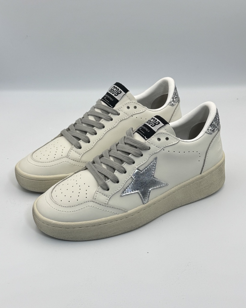 Golden Goose Ball Star 2 In Silver Star
