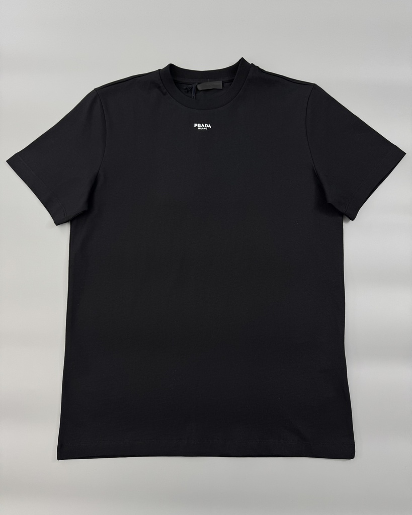 Prada Logo Print T-Shirt UJN843 (Black, S)