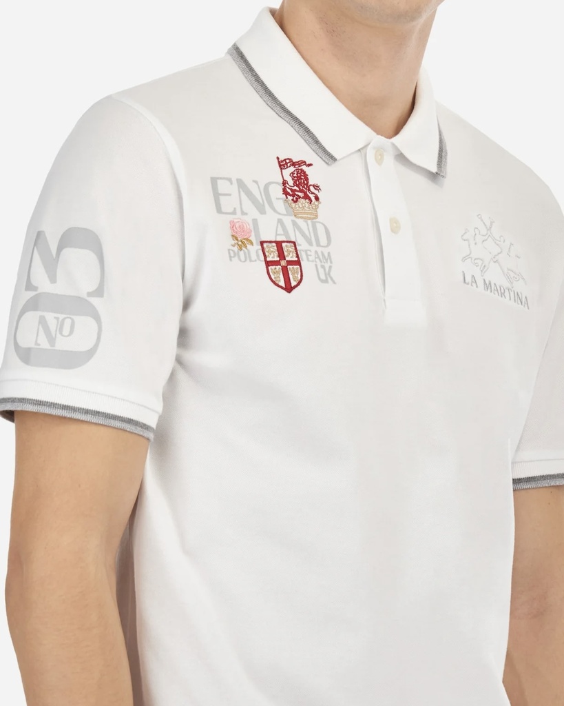 La Martina Polo England Front Back Print (White, S)