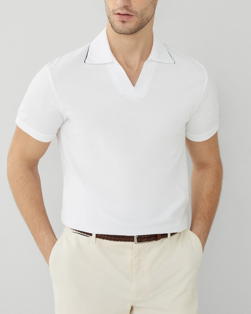 Hacket Polo V-Neck Shirt (White, S)