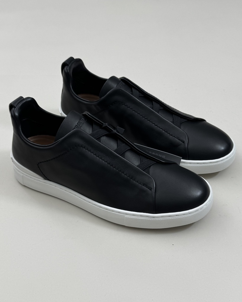 Zegna Triple Stitch Shoes (Black, 46)
