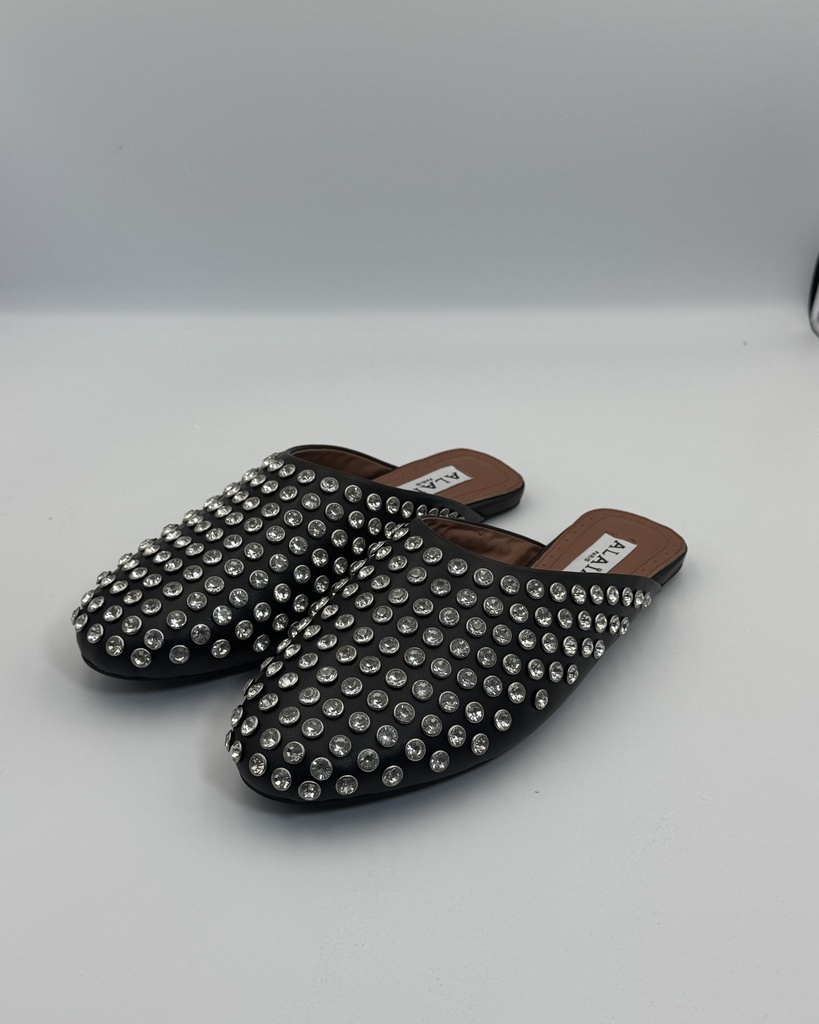 Alaia Crystal-Embellished Leather Mull (36)
