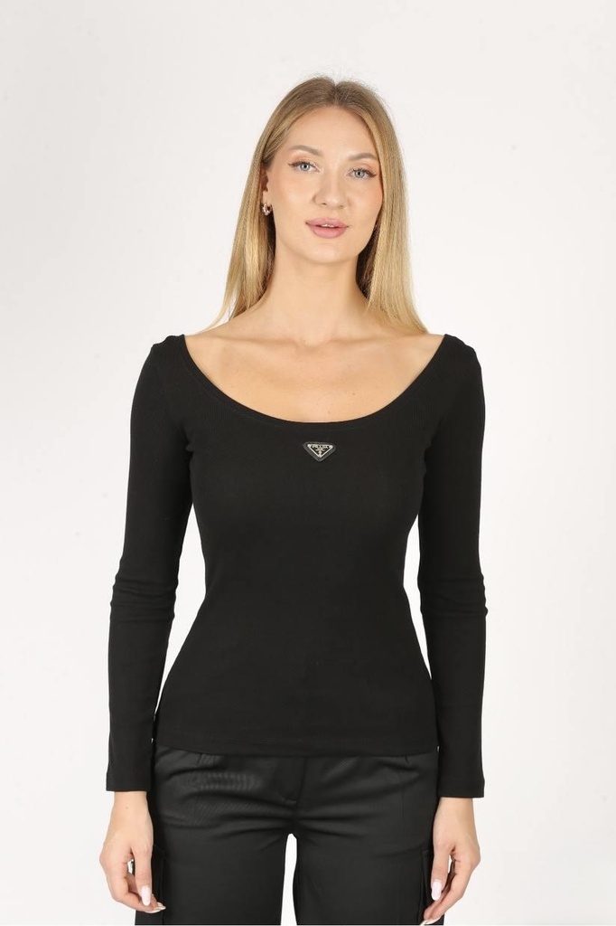 Prada Long Sleeve T-Shirt 3314 (Black, S)